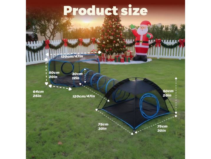 Clôture pour animaux de compagnie en maille portable 3 en 1, maison de jeu, cage multi-animaux avec tunnel, intérieur/extérieur, installation facile pour chats et petits animaux