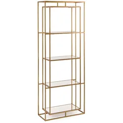 Regal Elenor aus Metall und Glas, elegant, gold, 4 Fächer, modernes Design, Indoor