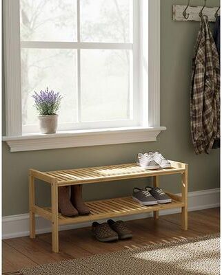 Eccostyle 2 Tier Slatted Stackable Solid Bamboo Shoe Rack - 2-Tier