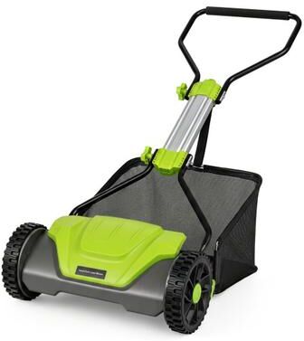 Costway 16 Inch Adjustable Cutting Heights 5-Blade Push Reel Lawn Mower with 8 Gal Removable Grass Catcher Bag-Green