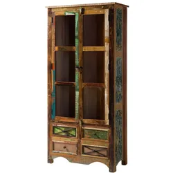 Vitrine Altholz 90x40x190 mehrfarbig lackiert NATURE OF SPIRIT #138