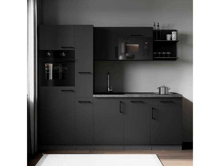 Autarke Singleküche Oliver mit Mikro 235cm Grau/Matt Grau