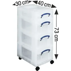 Really Useful Box Boxenturm, 4 l und 3x 9 l transparent, 40x73x30 cm