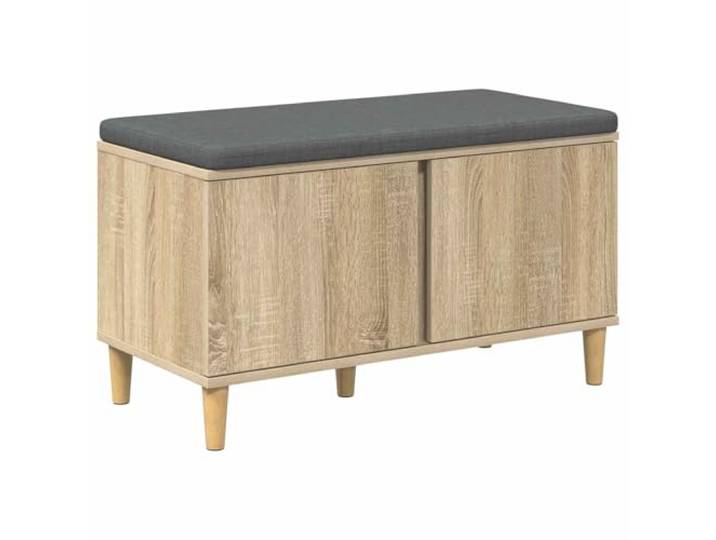 HBBMGYD Eingangsbank mit Kissen Sonoma-Eiche 80 x 38 x 46 cm Holzwerkzeug, Aufbewahrungsregal, Gleitkissen, abnehmbarer Bezug, konische Füße, Flur, Eingang