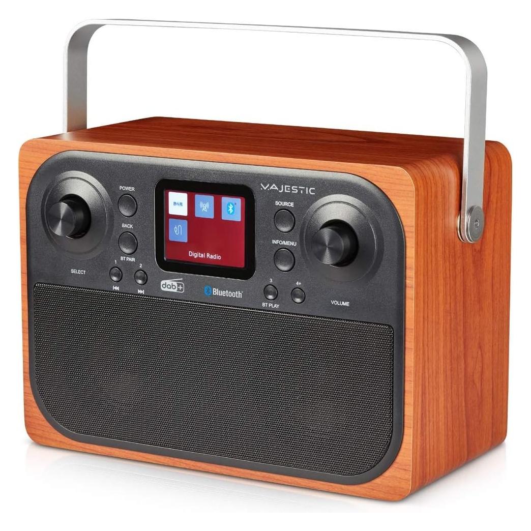 Majestic Neu RT-197 DAB Radio Digitaluhr Schwarz, Holz (DAB, DAB+, FM, Bluetooth) (109197)