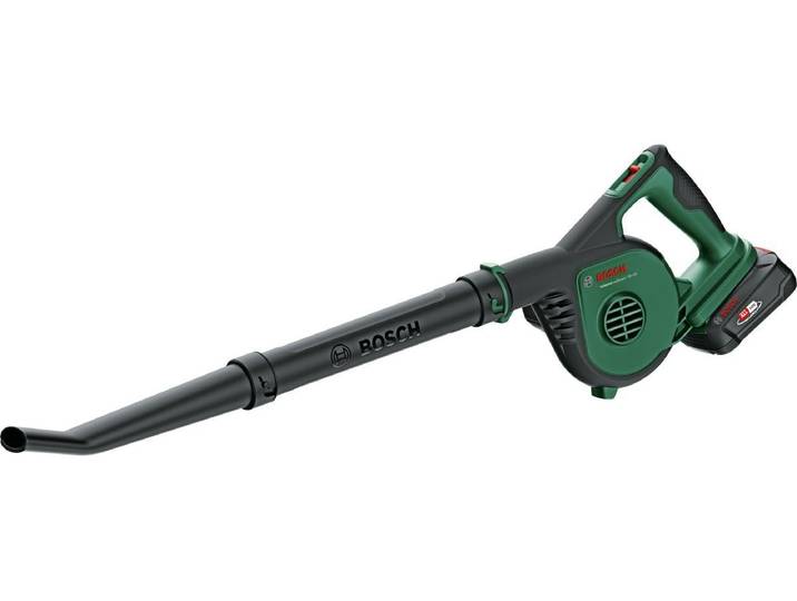 Akku-Laubbläser BOSCH, grün (grau), B:13,9cm H:21,9cm L:85,7cm, Laubsauger, Akku-Laubbläser, Mit Akku/Ladegerät