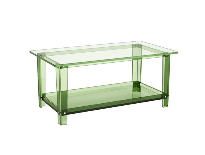 Table Basse - DUOKU - 50 x 80 x 40 cm - Acrylique Transparent - Espace de Rangement - Design Moderne