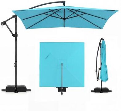 Costway 8 x 8 FT Offset Cantilever Patio Umbrella Square Hanging Outdoor Market Umbrella with 360° Rotation-Turquoise