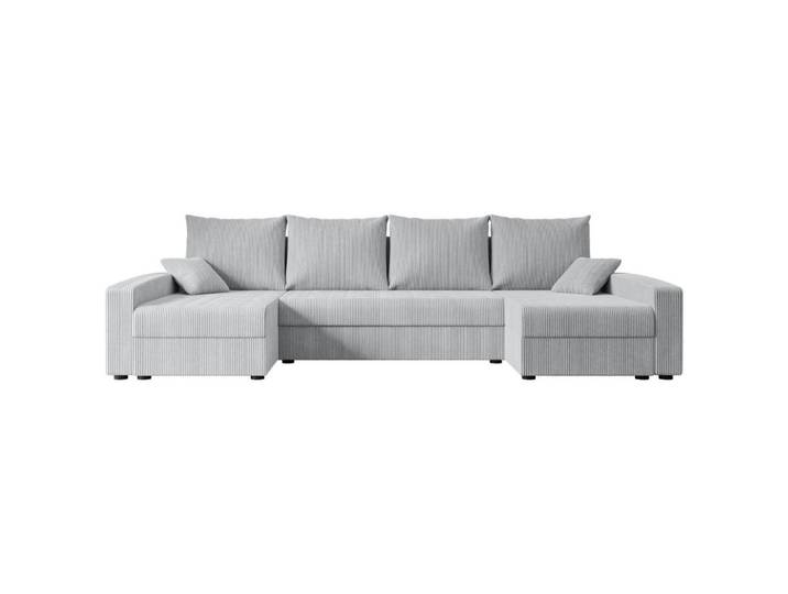 WOHNLANDSCHAFT mit Schlaffunktion und Bettkasten ALESIA-U 301x140x90 cm Grau Cord