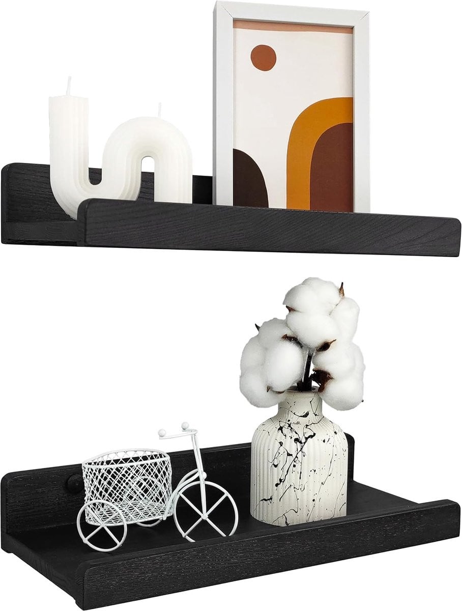 Handgemaakt houten wandrek voor badkamer, woonkamer, keuken of slaapkamer, Breedte: 30 cm