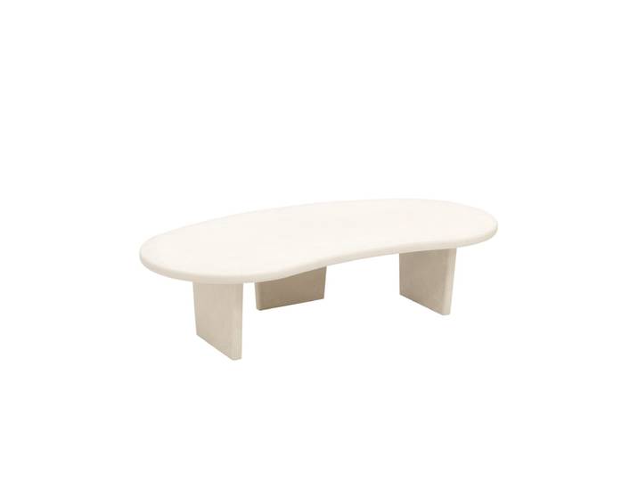 Table basse en microciment avec trois pieds blanc cassé 120x30cm