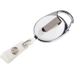Ausweisjojo mit Clip weiß, ABS-Kunststoff, Metall