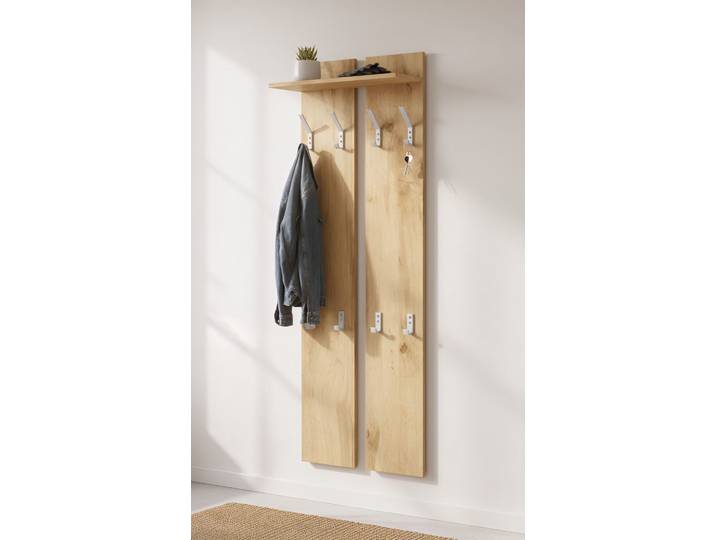 Garderobenpaneel BORCHARDT MÖBEL Finn , braun (eichefarben wotan), B:55cm H:170cm T:21cm, Holzwerkstoff, Garderobenpaneele, Garderobenpaneel, mit 8 Haken