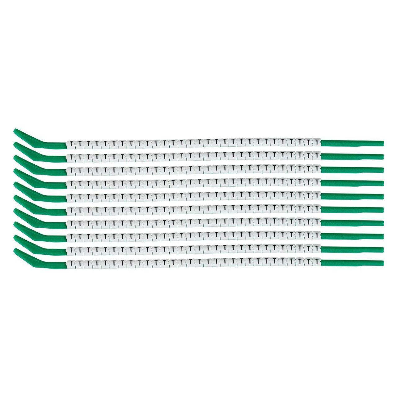 Brady SCN-09-T, Clipsleeve Drahtmarkierer, Beschriftung "" T "", für Kabeldurchmesser von 2,5 (133179)