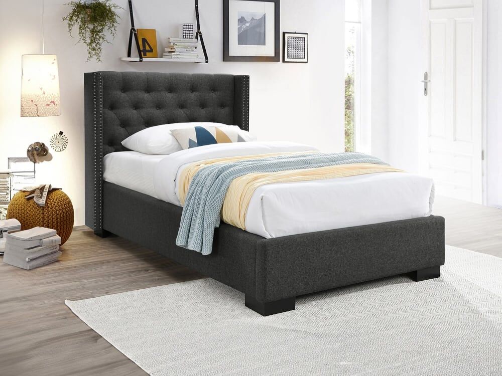 vente-unique.com Cadre de lit mdf gris Gris 216x112x114cm
