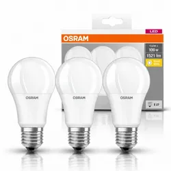 3er Pack Osram E27 LED-Leuchtmittel opalweiß mattierte Oberfläche blendfrei 13W wie 100W-Glühlampe warmweißes Licht