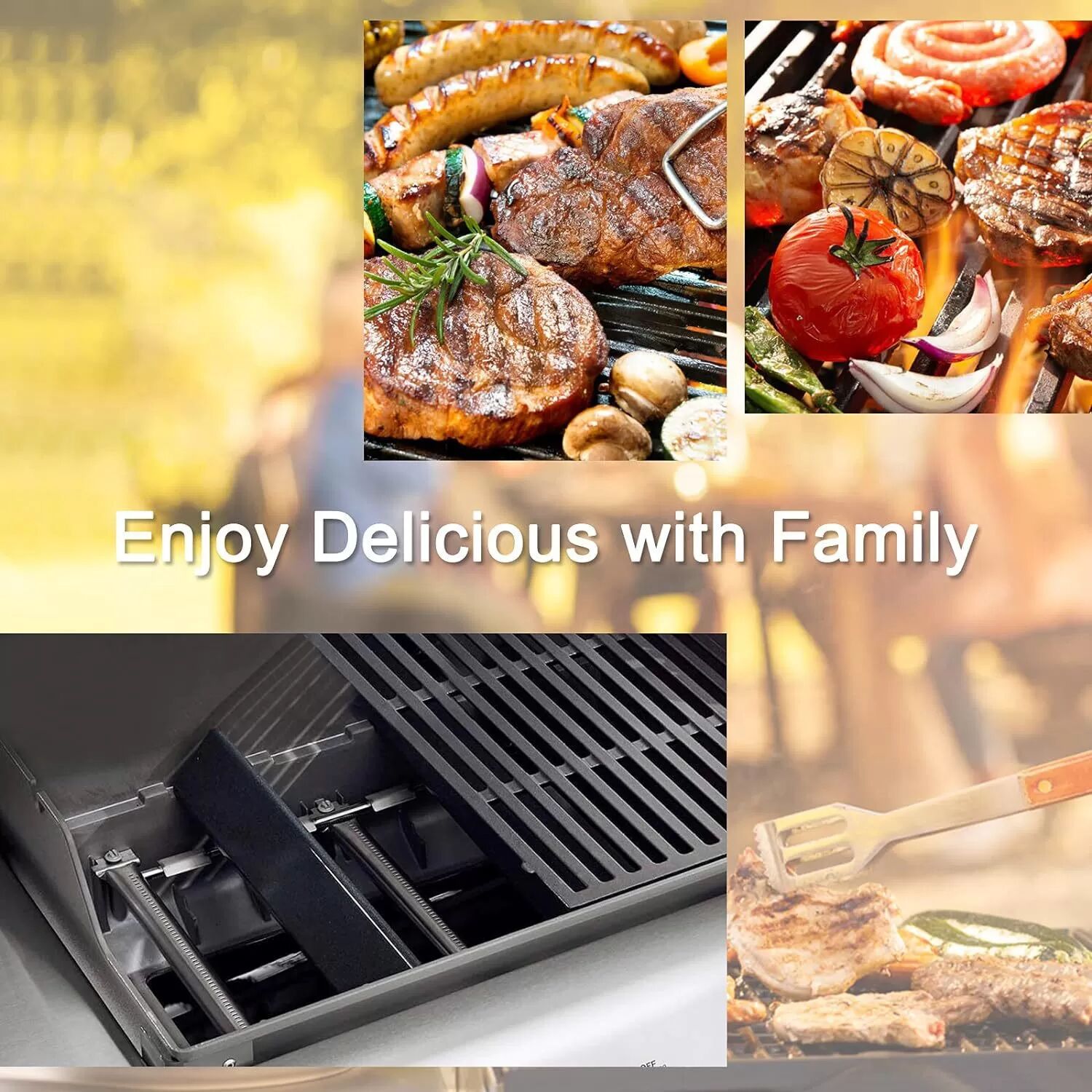 INF 3er-Pack Grill-Hitzeschilder für Weber Spirit 200 Serie - Schwarz