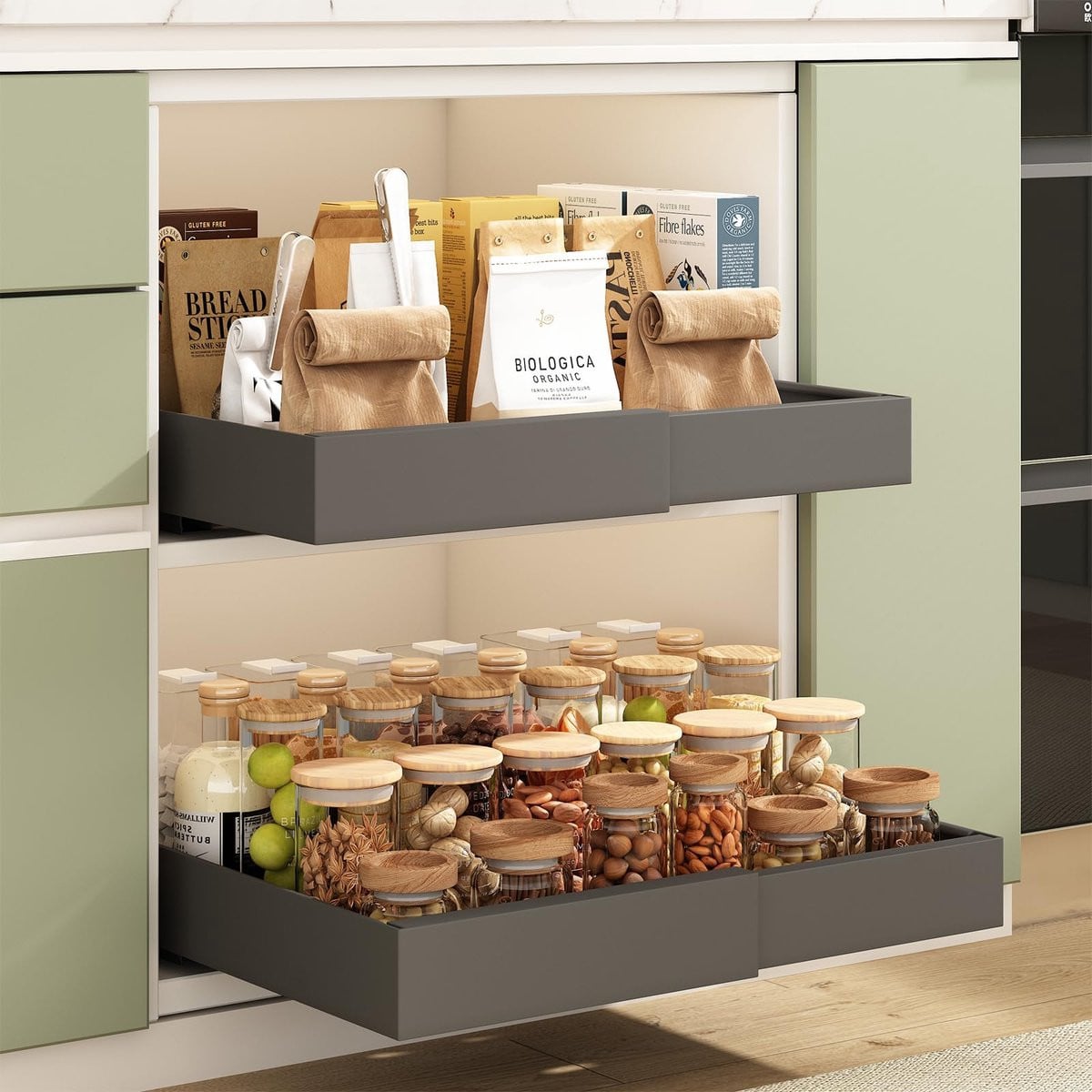 Unyqoos Verstelbare Uittrekbare Lade Organizer voor Keuken en Badkamer met Stalen Constructie