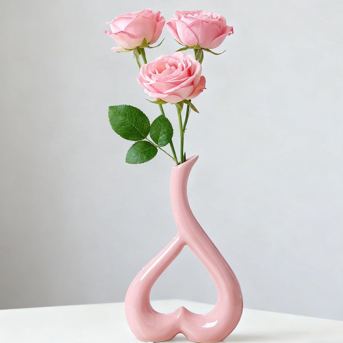 Handgemaakte Keramische Vaas Hart in Roze - 26 cm