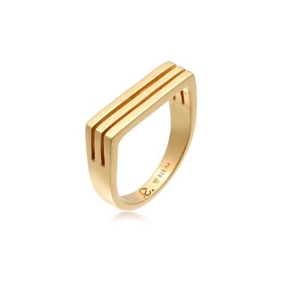 Partnerring ELLI PREMIUM "Ring Siegelring Rechteck Trend Form 925 Silber" Gr. 66, gold, Fingerringe, Damen, 66, Silber 925 (Sterlingsilber)