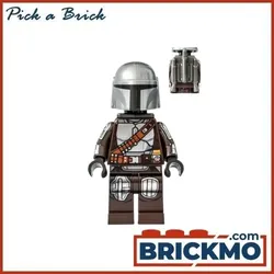 LEGO Bricks Minifugres Star Wars The Mandalorian Din Djarin Mando Silver Beskar Armor Jet Pack sw116