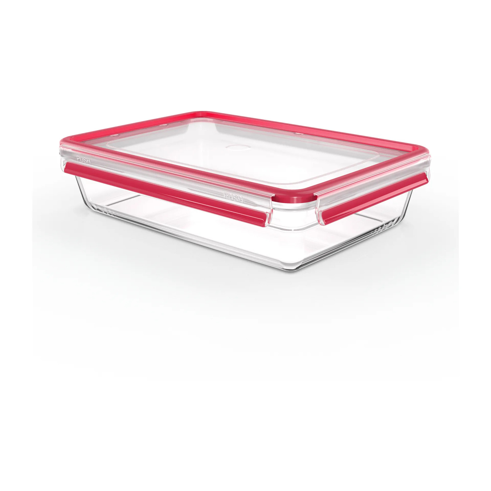 Tefal MasterSeal N10412 Glas Lunchtrommel Rechthoekig, 3 liter, Transparant/Rood