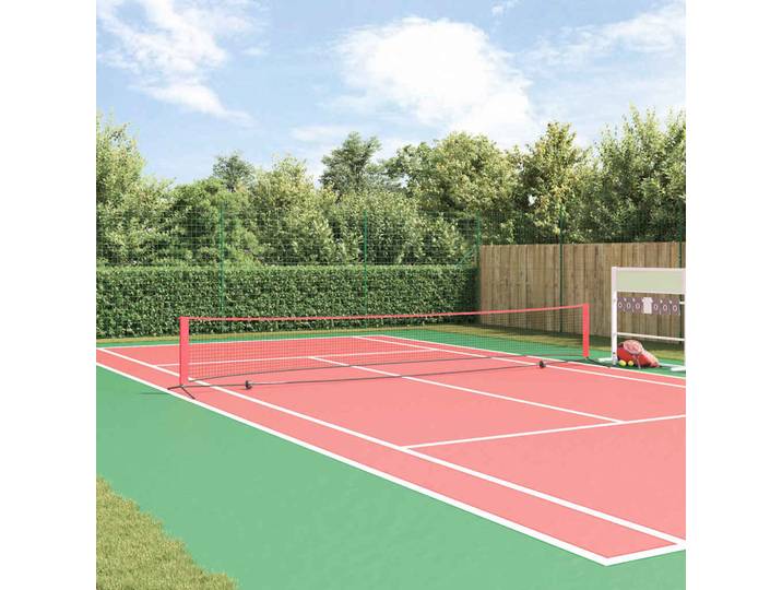 vidaXL Tennisnetz Schwarz und Rot 595 x 90,5 x 87 cm Polyester