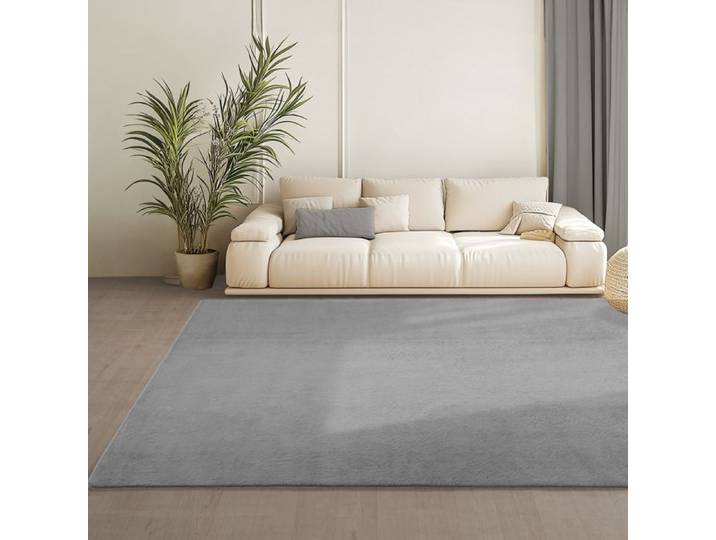 Teppium Tapis Gris 200x280 cm Lavable Antidérapant et Doux tapis uni Salon et Chambre