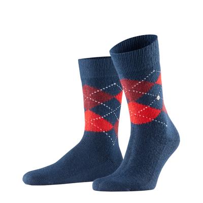 Socken BURLINGTON "Preston", Herren, Gr. 40, blau (steel blau), Baumwollmischung, Argyle-Muster, Socken Socken, Einheitsgröße 40-46, Argyle-Muster, weiche Haptik