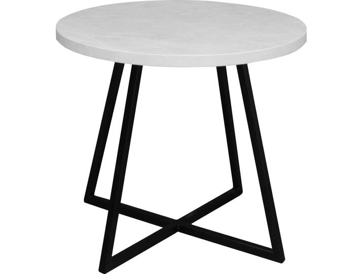 Couchtisch MÄUSBACHER Couchtisch rund , weiß (schwarz, keramik optik weiß), H:50,5cm, Tische, Couchtisch, Couchtisch rund Durchmesser 60cm, Metallgestell