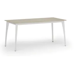 Konferenztisch PRIMO OMEGA, 160x80 cm, weißes Metallgestell, Eiche natur