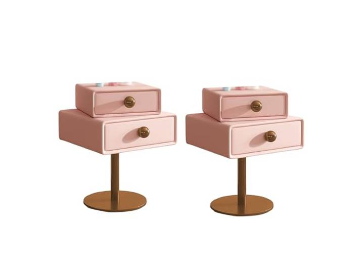 Nachttisch, Hoher Sofa-Beistelltisch, kleiner Nachttisch(Pink,40x40x60cm)