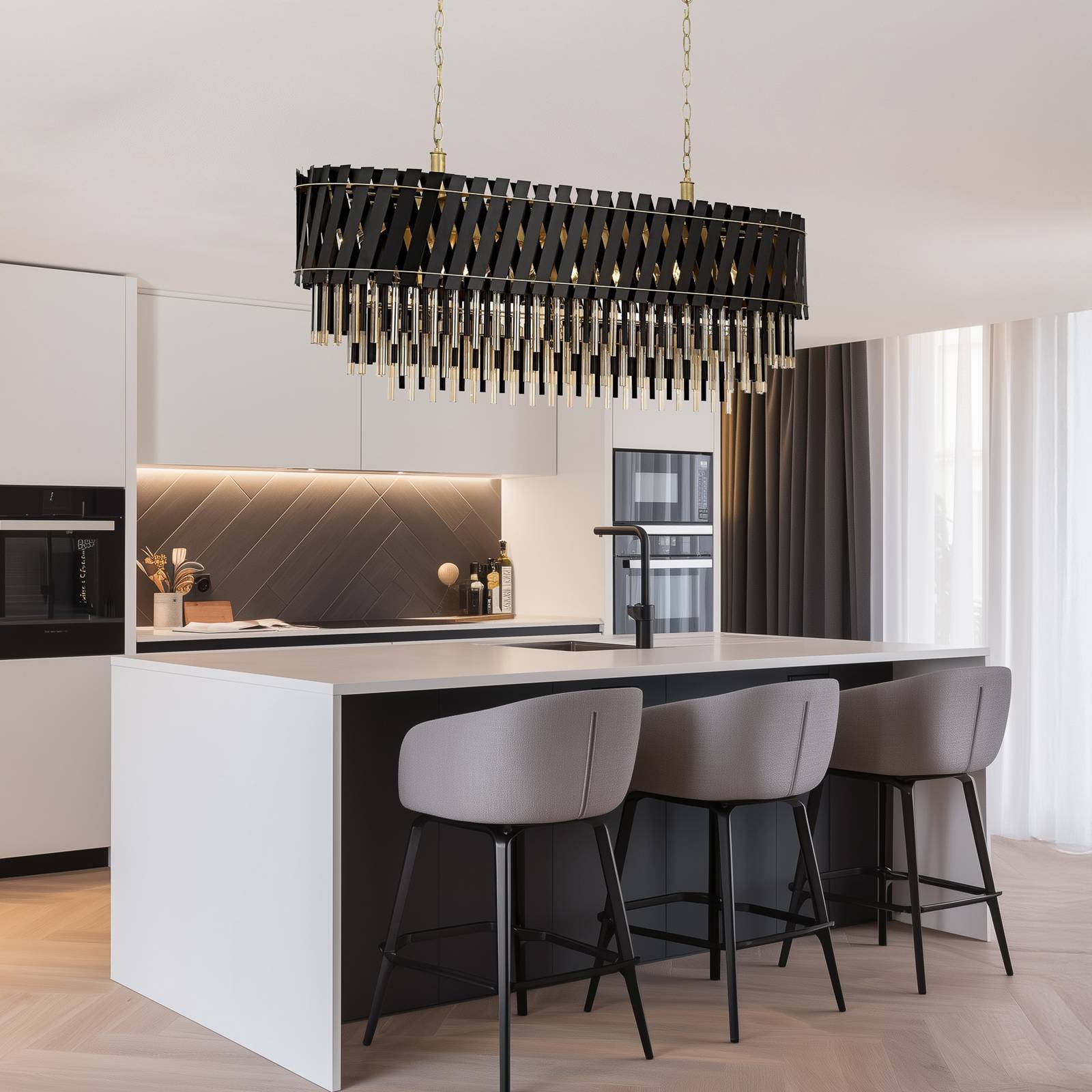 Hängelampe AV-1865-120x40BSY Avonni, dimmbar, für Wohn- / Esszimmer, Metall, Pendelleuchte