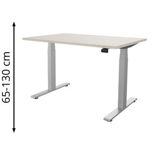 fm-Büromöbel Schreibtisch fouraction, akazie / silber, elektrisch höhenverstellbar, 120 x 65-130 x 80 cm
