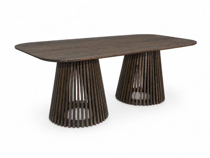 Esstisch GOODPRODUCT »TIVOLI« Speisetisch, Küchentisch, Wohntisch, Esszimmertisch , smoke, smoke, smoke, B:200cm H:75cm T:100cm, Tische, Esstisch, Wildeiche Natur/Smoke, abgerundet, Doppel-Konus-Lamellenfuss