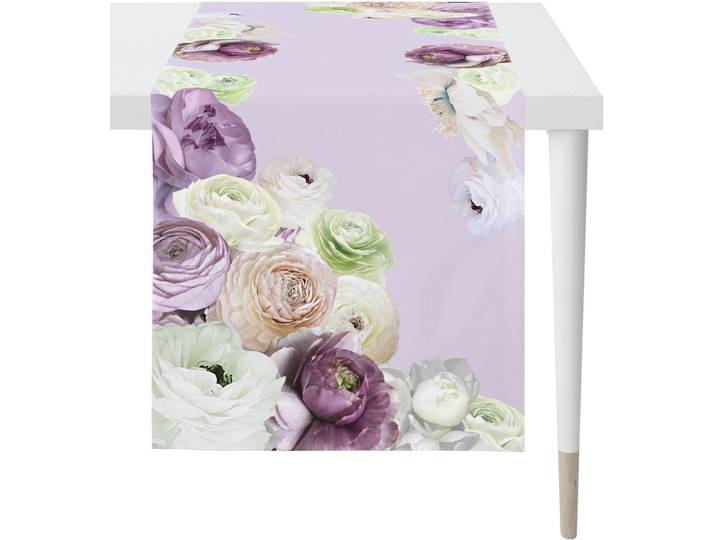Tischläufer APELT 6802 HAPPY VALENTINE, Valentinstag , bunt (flieder, bunt), B:48cm L:140cm, Baumwolle, Polyester, Tischdecken, Tischläufer, Digitaldruck, mit Frühjahrsblüten Motiv, Sommerdeko