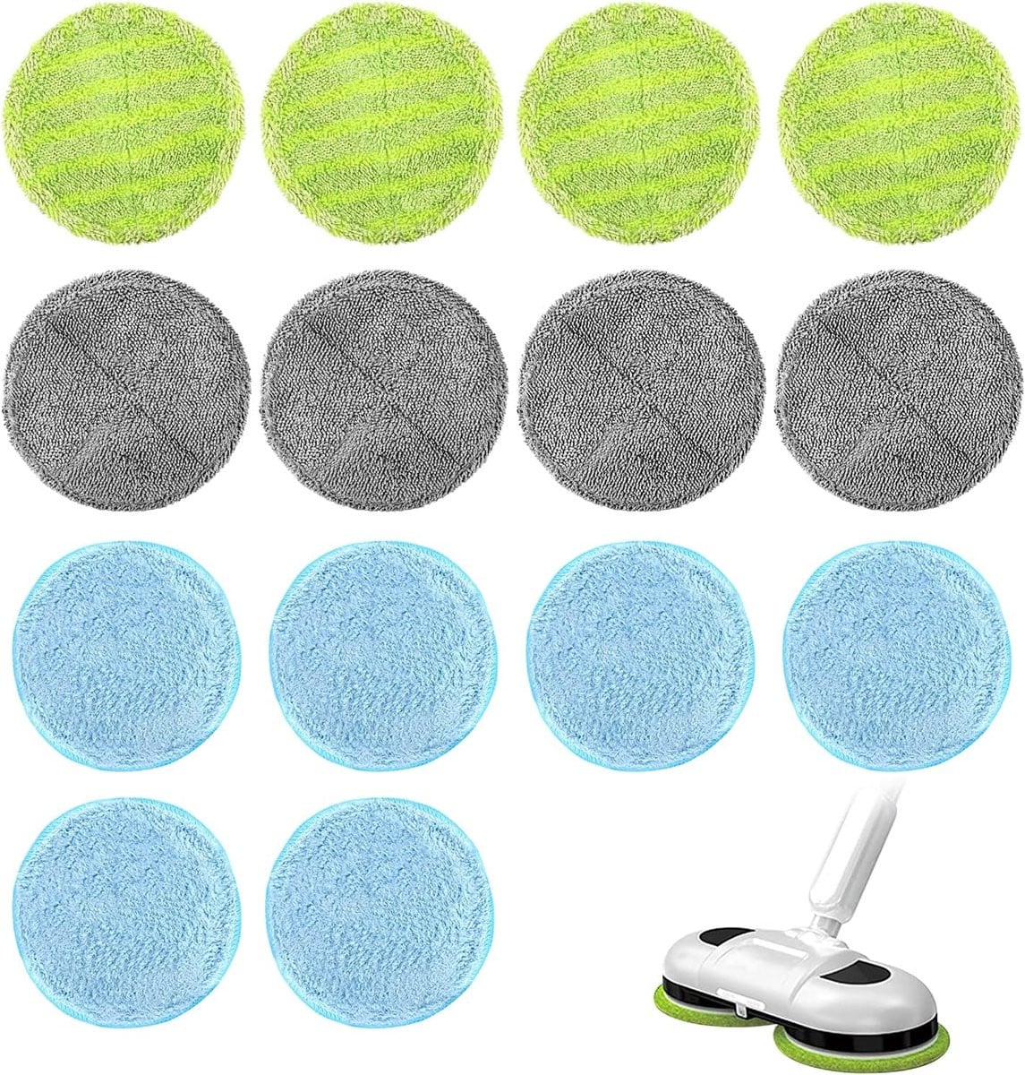 14 stuks microvezel pads voor Hurricane Floating Mop, vervangende ronde pads van 16 cm met microvezel en schuurpad
