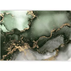 Artgeist, Tapete, Fototapete - Green Watercolour - Abstraction Inspired by Marble Structure (400 x 280 cm)