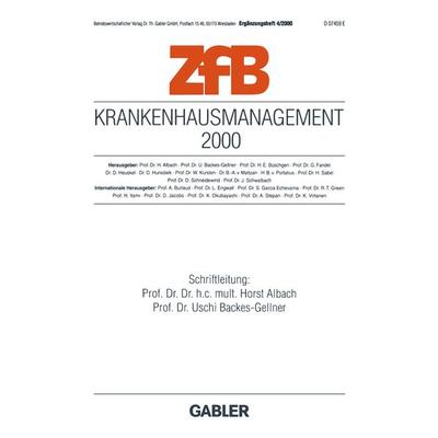 Krankenhausmanagement 2000, Taschenbuch von , Betriebswirtschaftlicher Verlag Gabler, 978-3-409-11764-7