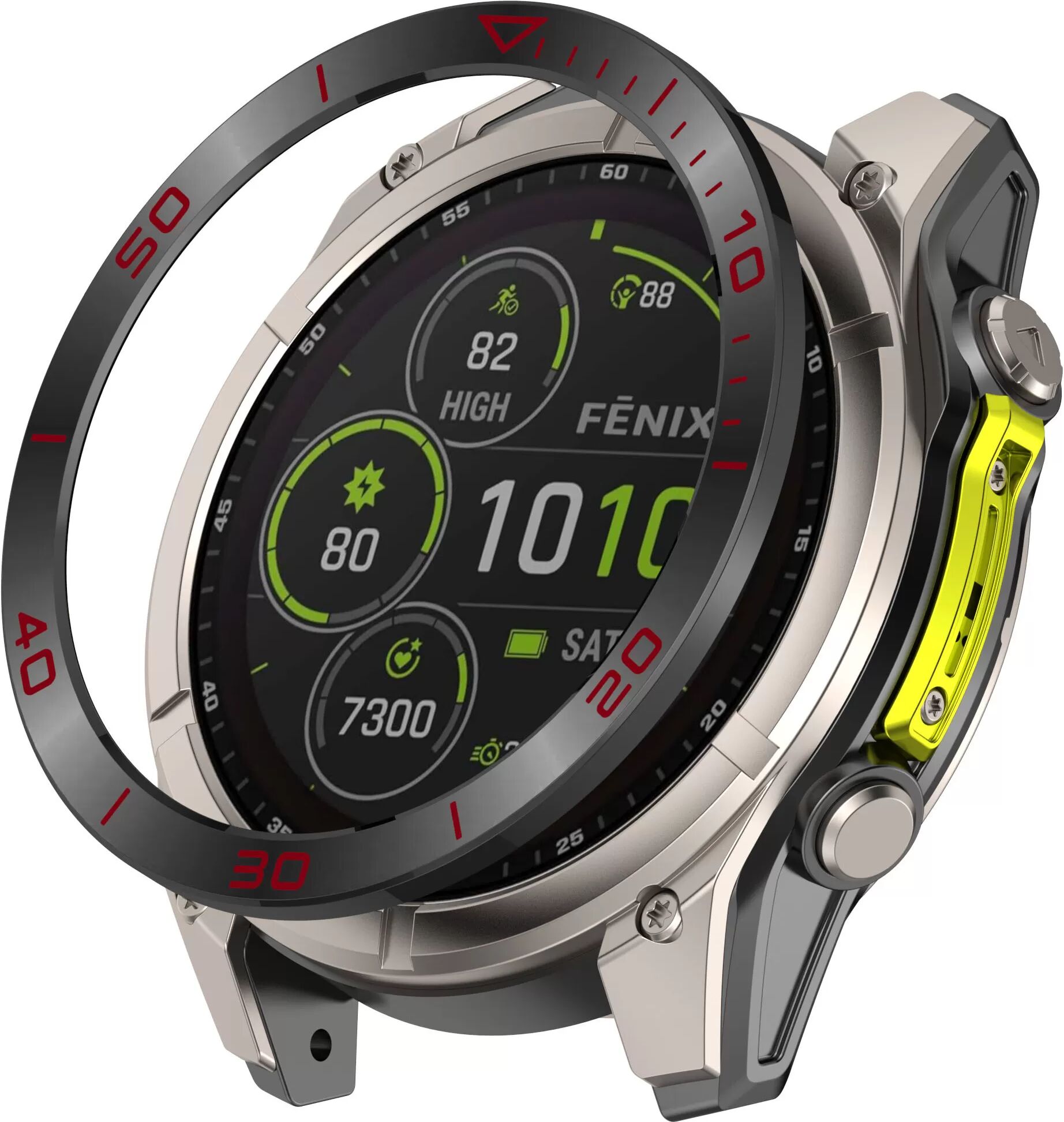INF Garmin Tactix 8 Solar Lünette: Schwarzes & Rotes Stahl-Upgrade
