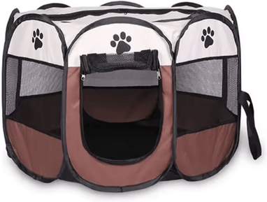 Inspire Picks Portable Foldable Pet Playpen Tent For Dogs & Cats white Curry 73x73x43cm
