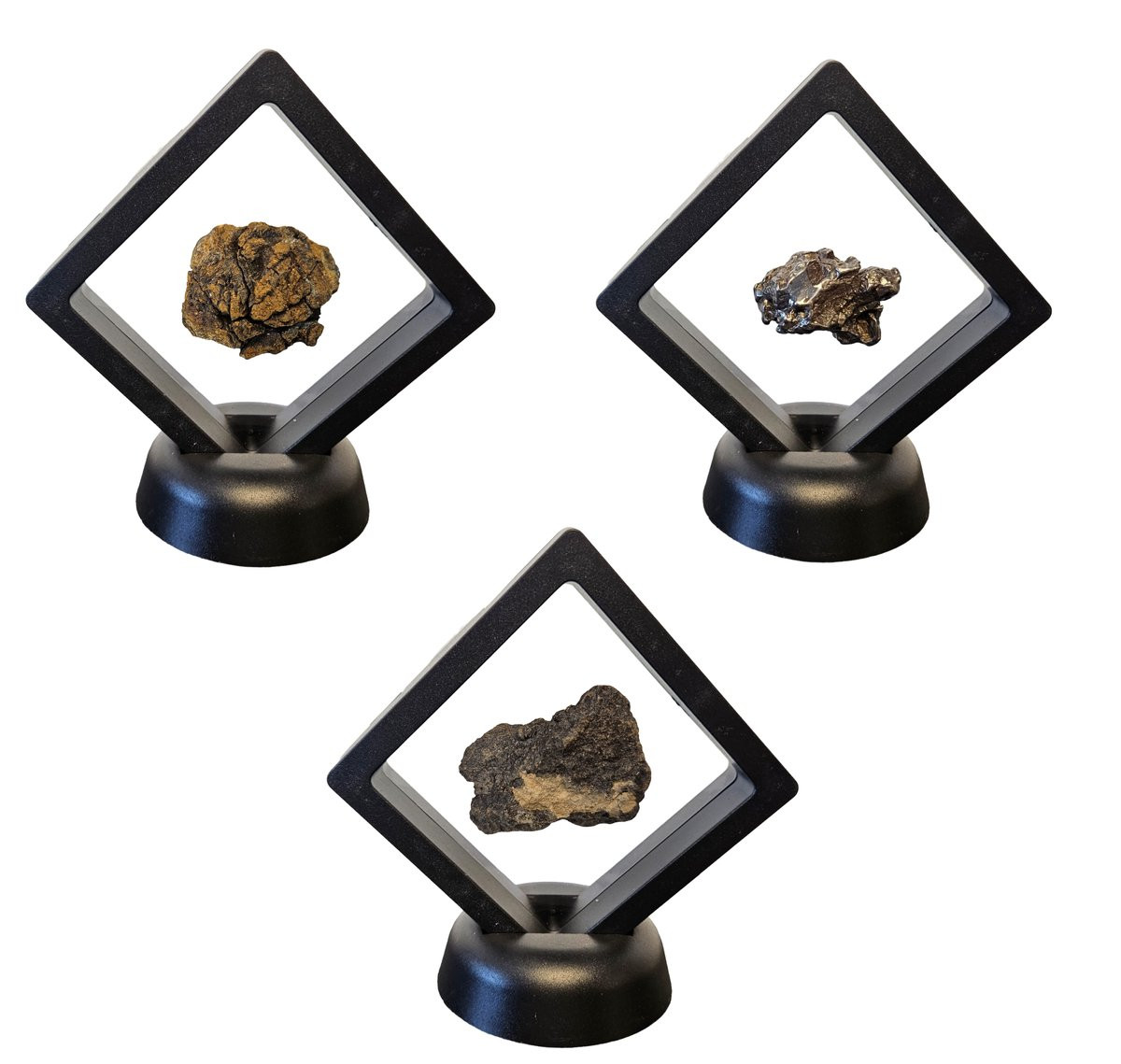 GreatGift Meteorieten Set met Certificaat - Campo Del Cielo, Al Haggounia 001 en Sericho