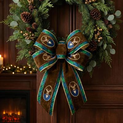 Regency International "4""X5Y Deer Bust Ribbon With Plaid"