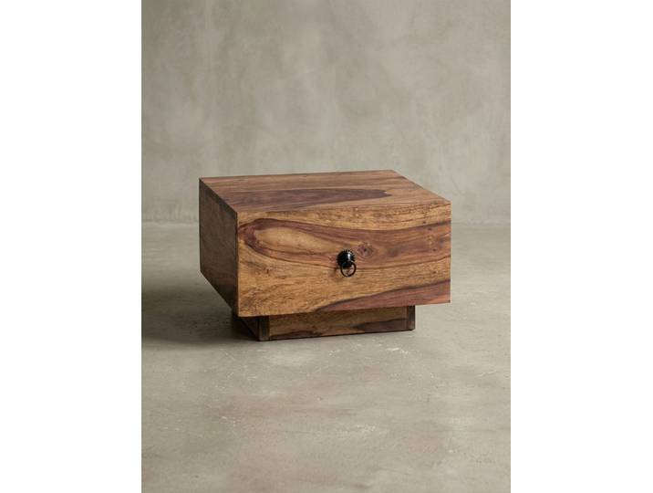 KADIMA DESIGN Nachttisch Design Nachttisch MUMBAI Massiv-Holz 40x40x25 cm Schlafzimmer (Nachtschrank Natur-Holz Nachtkonsole), Moderne Nacht-Kommode mit Schublade