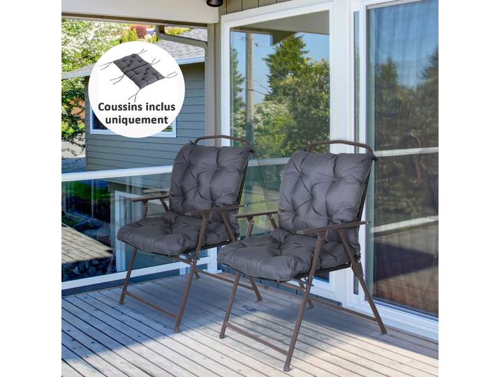 Outsunny Coussins 2en1 Chaise Fauteuil 98x50x8cm Gris