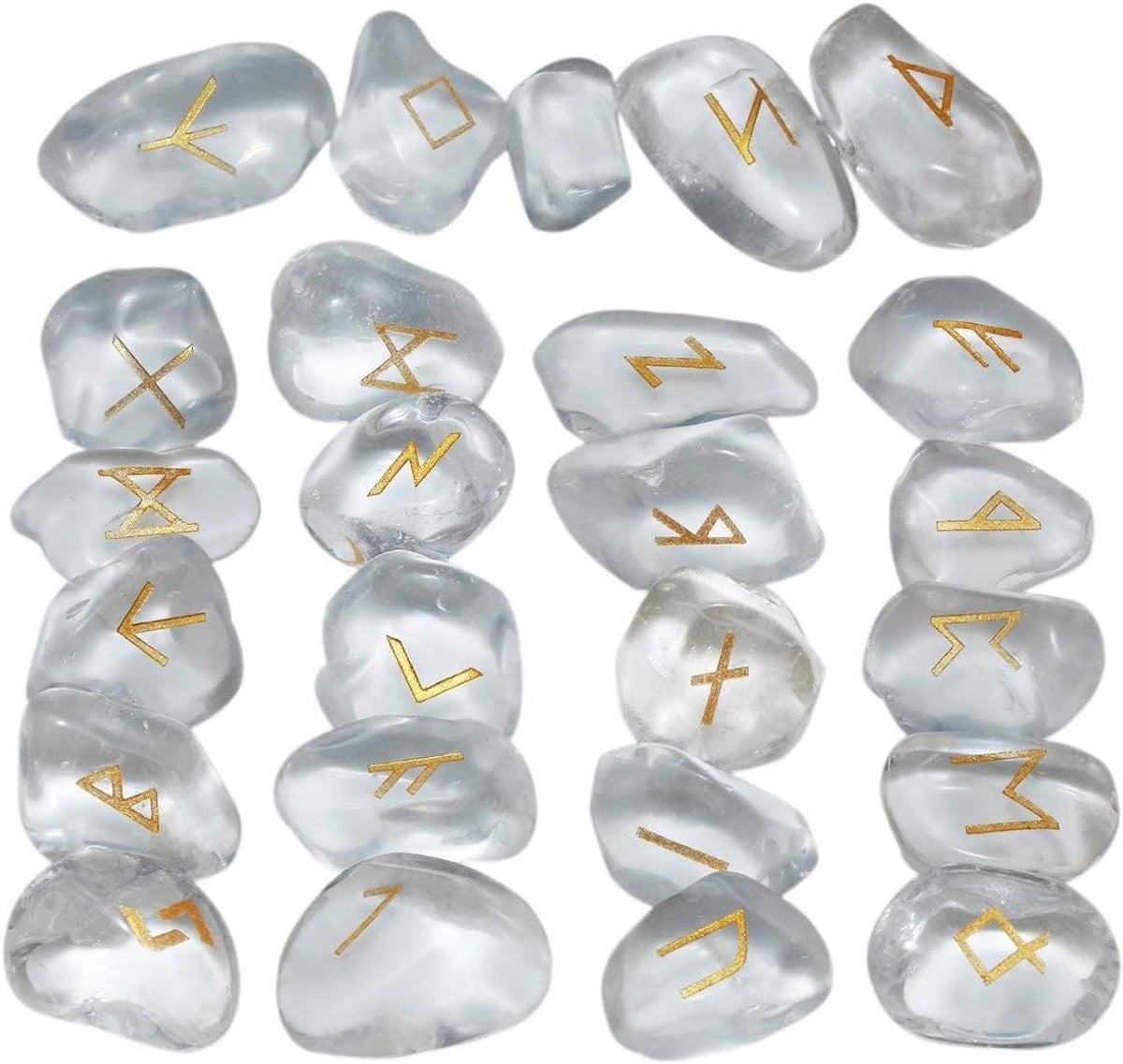 Edelsteen Rune Set met 25 Natuurlijk Gevormde Runen Stenen voor Meditatie
