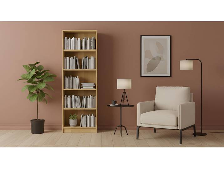 Schmales Bücherregal aus Holz Buche Natur geölt