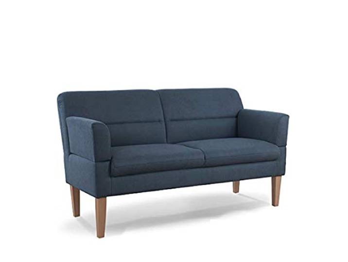 CAVADORE 2,5-Sitzer Küchensofa Kira / Sitzbank für Küche, Esszimmer oder Wohnküche inkl. Armteilverstellung / Leichte Fleckenentfernung dank Soft Clean / 168 x 94 x 81 / Flachgewebe: Blau