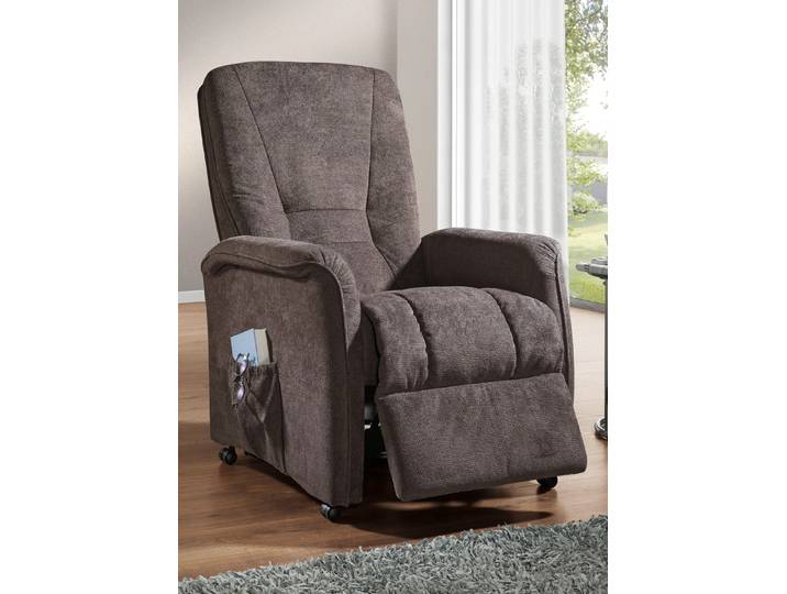Bequemer TV-Sessel auf stabilem Holzgrundgestell, Dunkelbraun, TV-Sessel, mechanisch