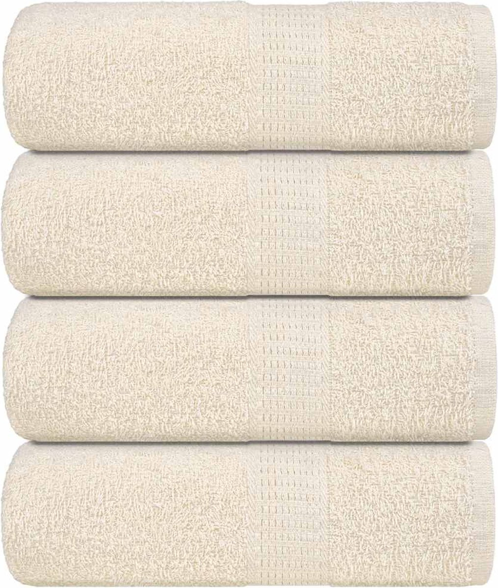 vidaXL FROGN set van 4 washandjes - crème - 30 x 30 cm